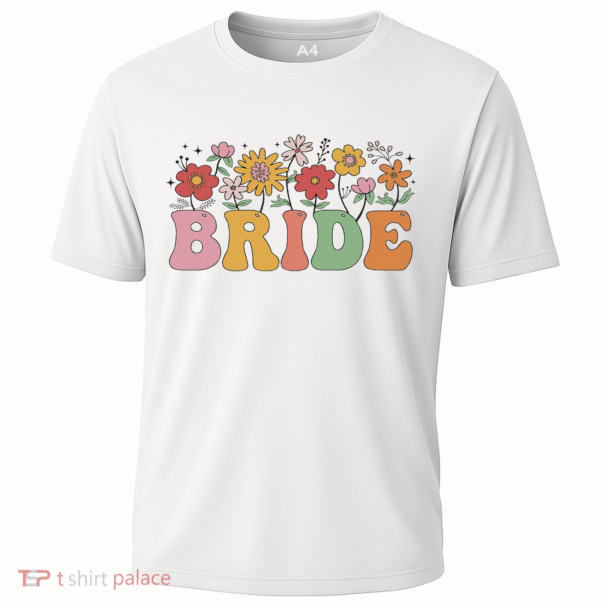 Bride Wildflower Floral Bridal Party Wedding Bachelorette Cooling Performance Crew T-Shirt