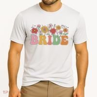 Bride Wildflower Floral Bridal Party Wedding Bachelorette Cooling Performance Crew T-Shirt thumb 2