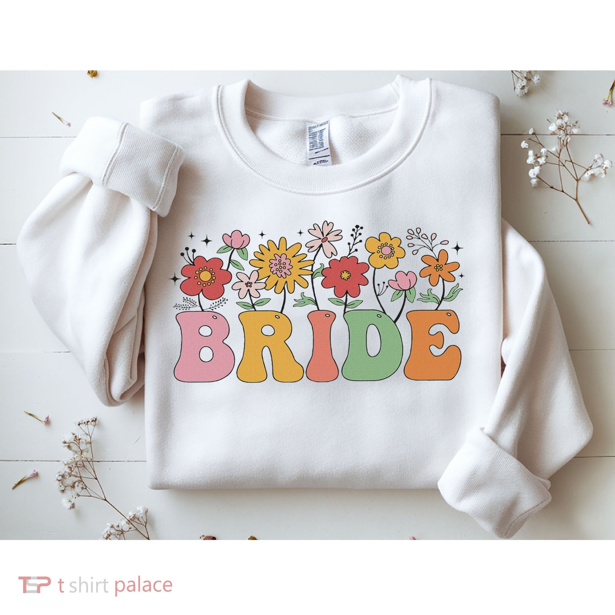 Bride Wildflower Floral Bridal Party Wedding Bachelorette Sweatshirt