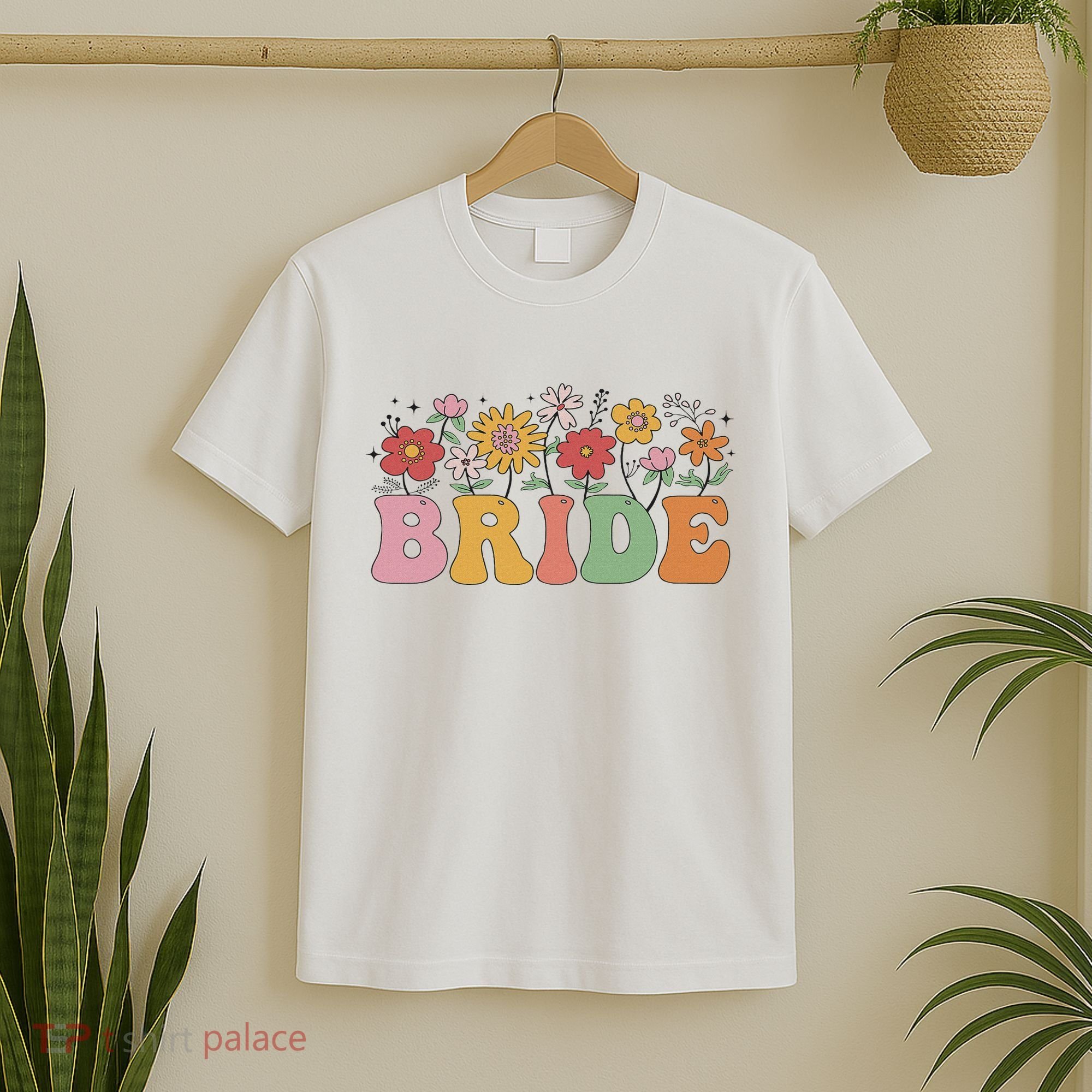 Bride Wildflower Floral Bridal Party Wedding Bachelorette T-Shirt
