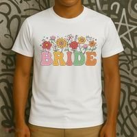 Bride Wildflower Floral Bridal Party Wedding Bachelorette T-Shirt thumb 3