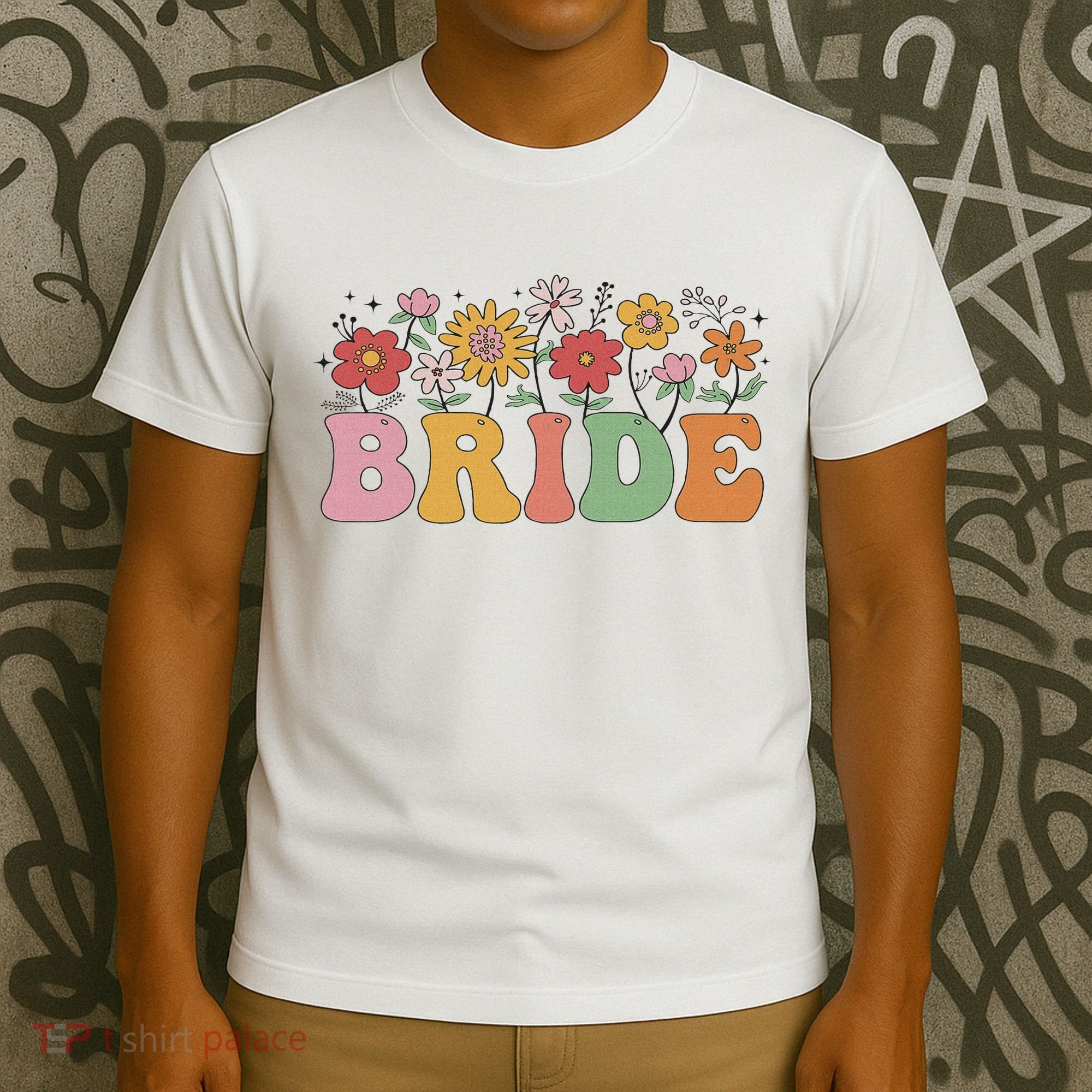 Bride Wildflower Floral Bridal Party Wedding Bachelorette T-Shirt