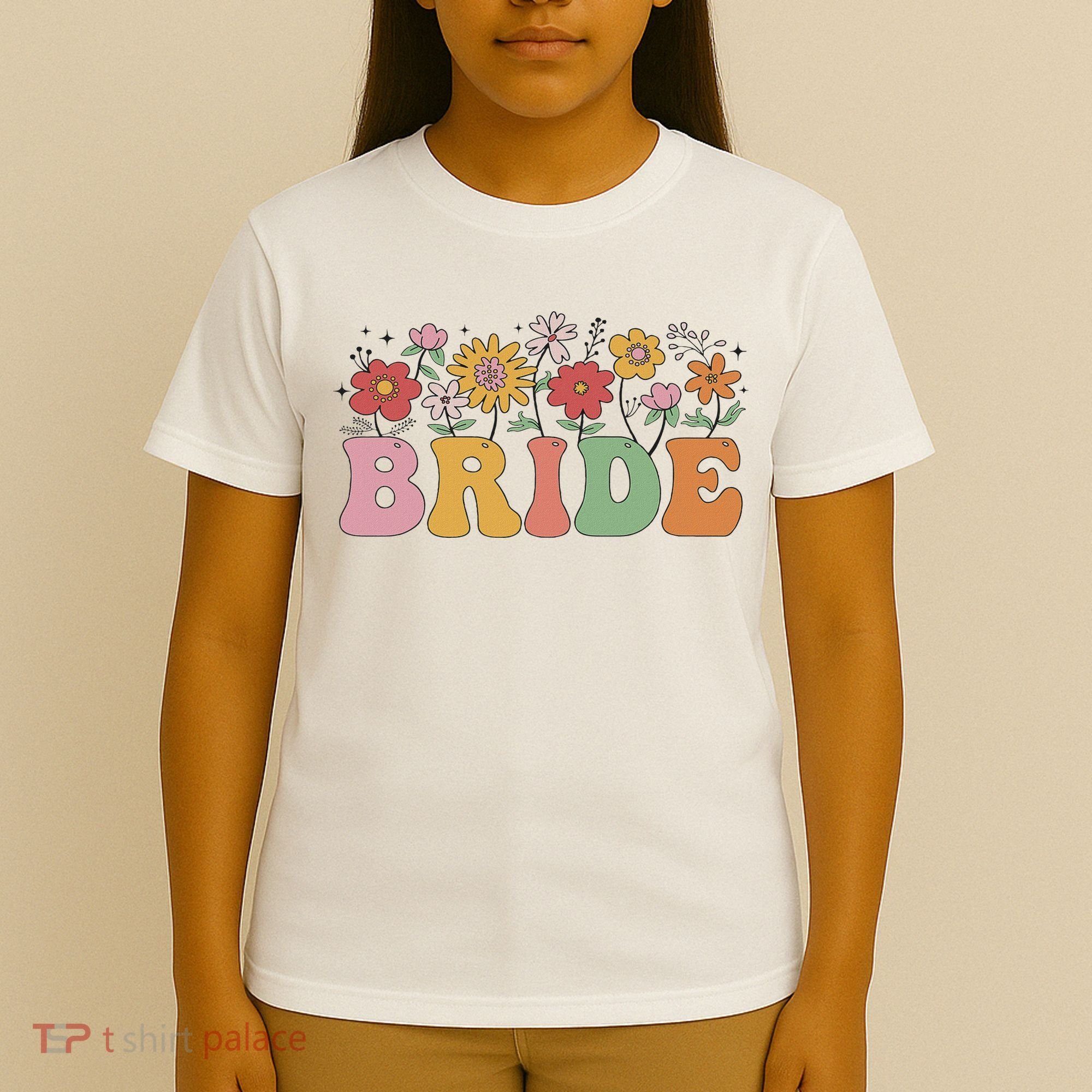 Bride Wildflower Floral Bridal Party Wedding Bachelorette T-Shirt