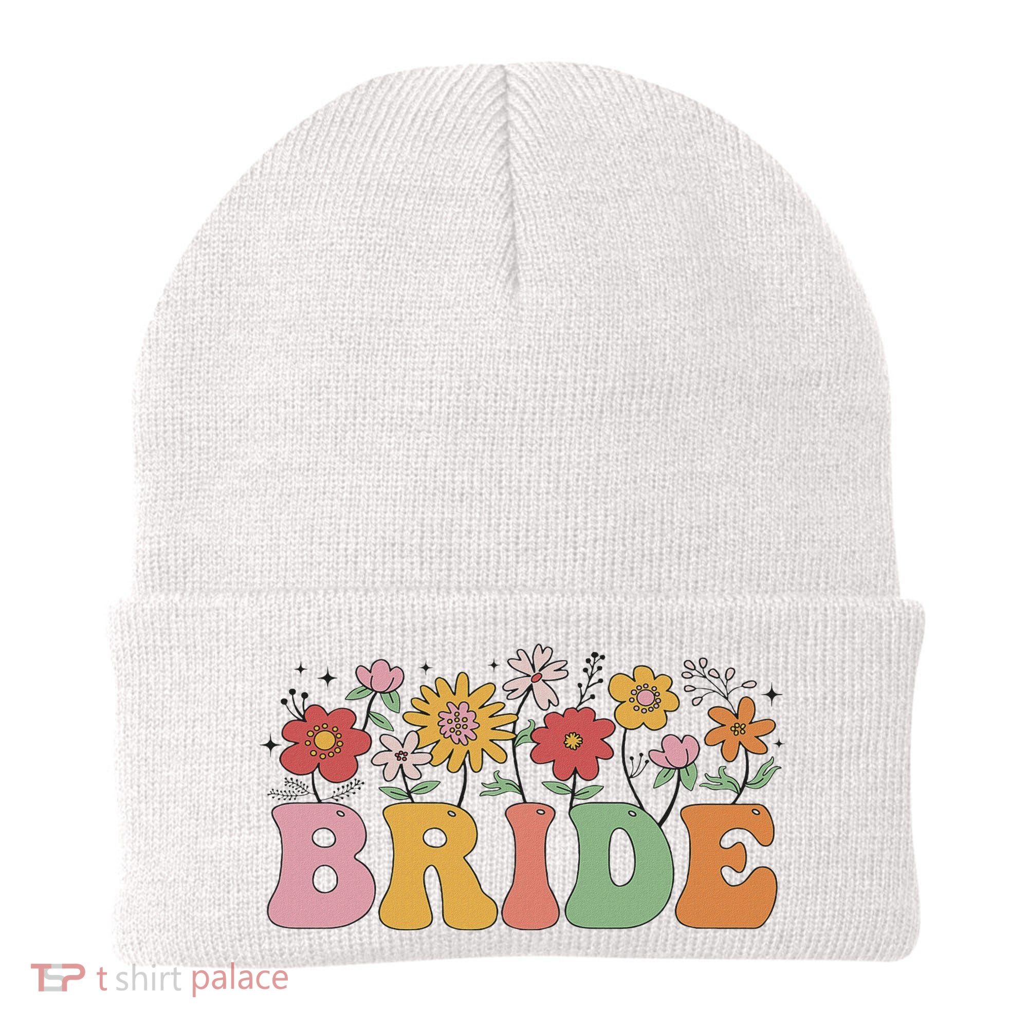 Bride Wildflower Floral Bridal Party Wedding Bachelorette Beanie