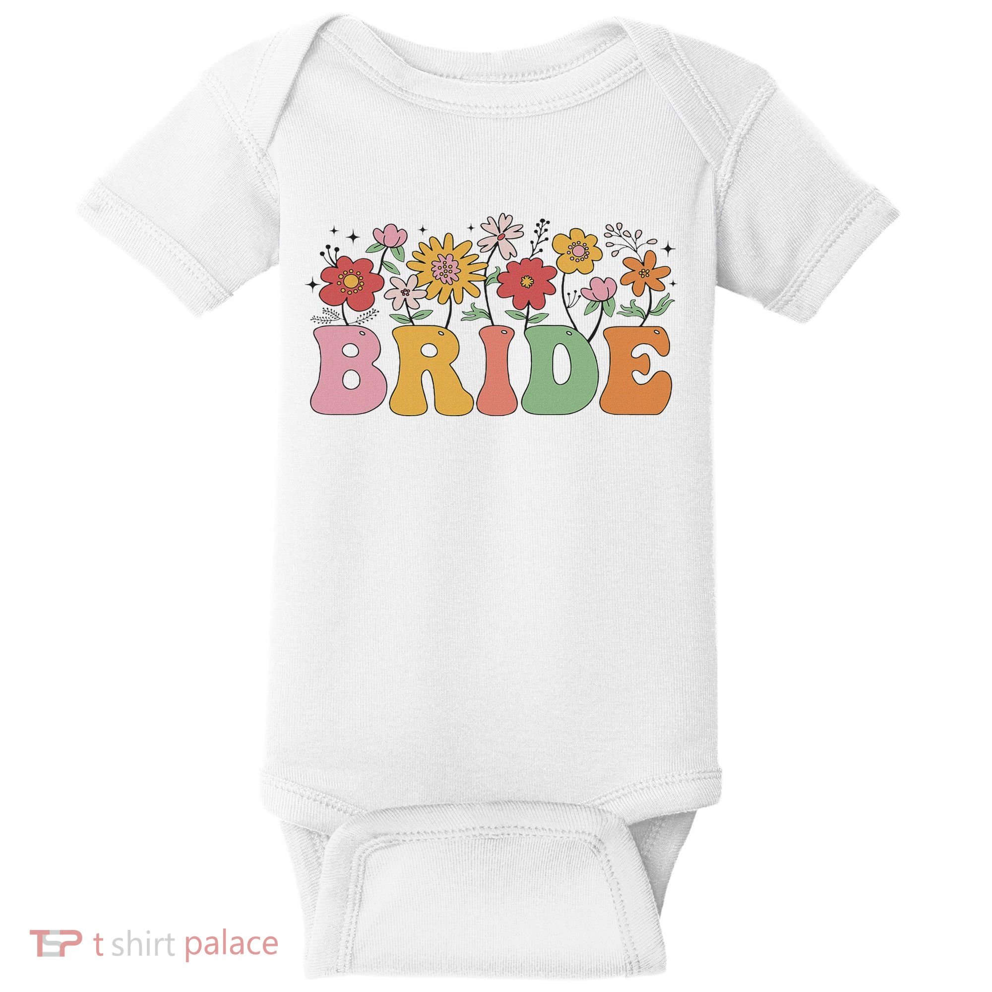 Bride Wildflower Floral Bridal Party Wedding Bachelorette Baby Bodysuit