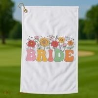 Bride Wildflower Floral Bridal Party Wedding Bachelorette Golf Towel thumb 1