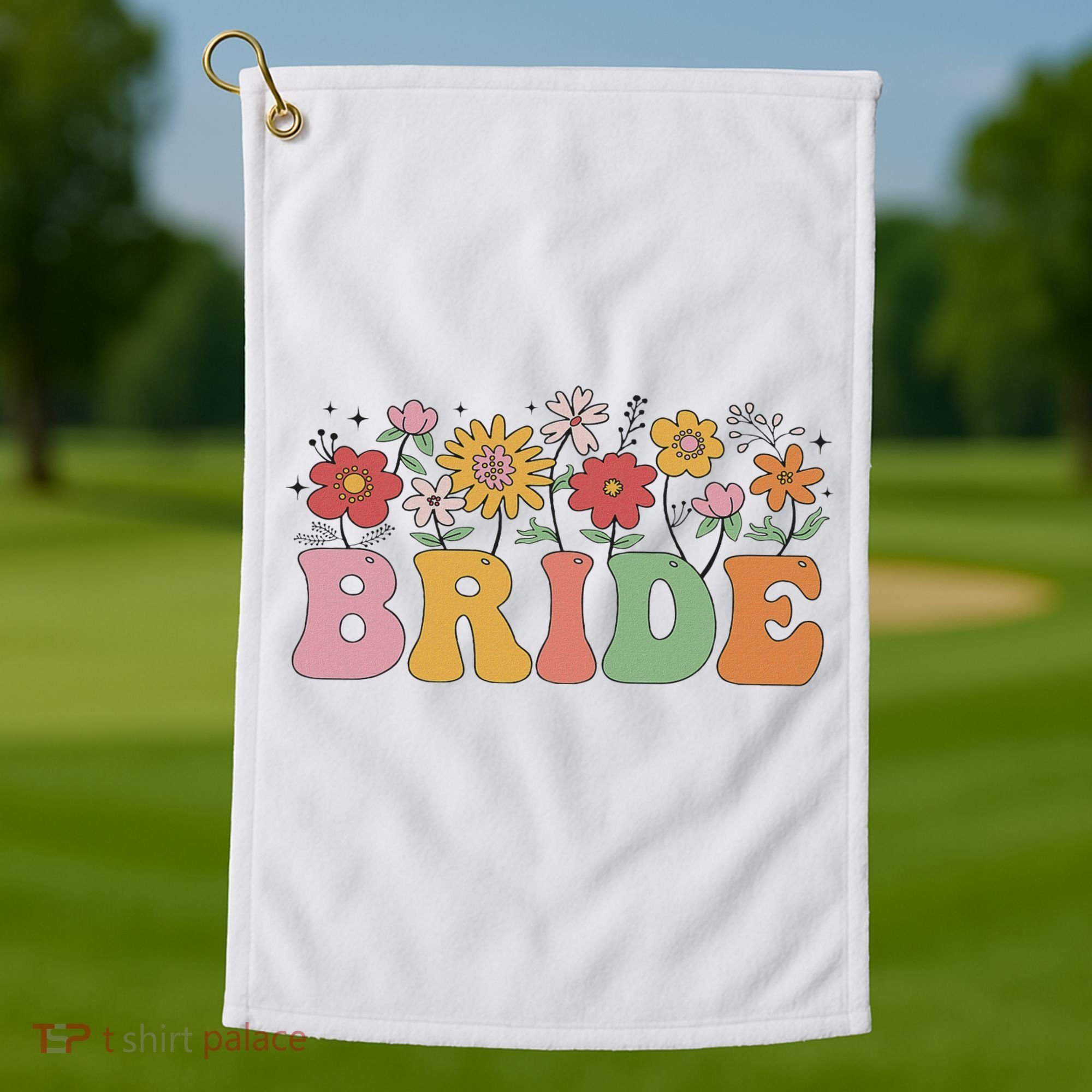 Bride Wildflower Floral Bridal Party Wedding Bachelorette Golf Towel