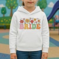 Bride Wildflower Floral Bridal Party Wedding Bachelorette Kids Hoodie thumb 3