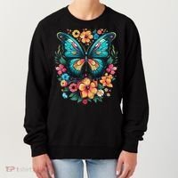 Butterfly With Flowers I Aesthetic Butterfly Women's Sweatshirt thumb 0
