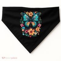 Butterfly With Flowers I Aesthetic Butterfly USA-Made Doggie Bandana thumb 0
