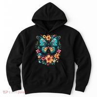 Butterfly With Flowers I Aesthetic Butterfly Hoodie thumb 0