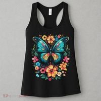 Butterfly With Flowers I Aesthetic Butterfly Women's Tank Top thumb 3