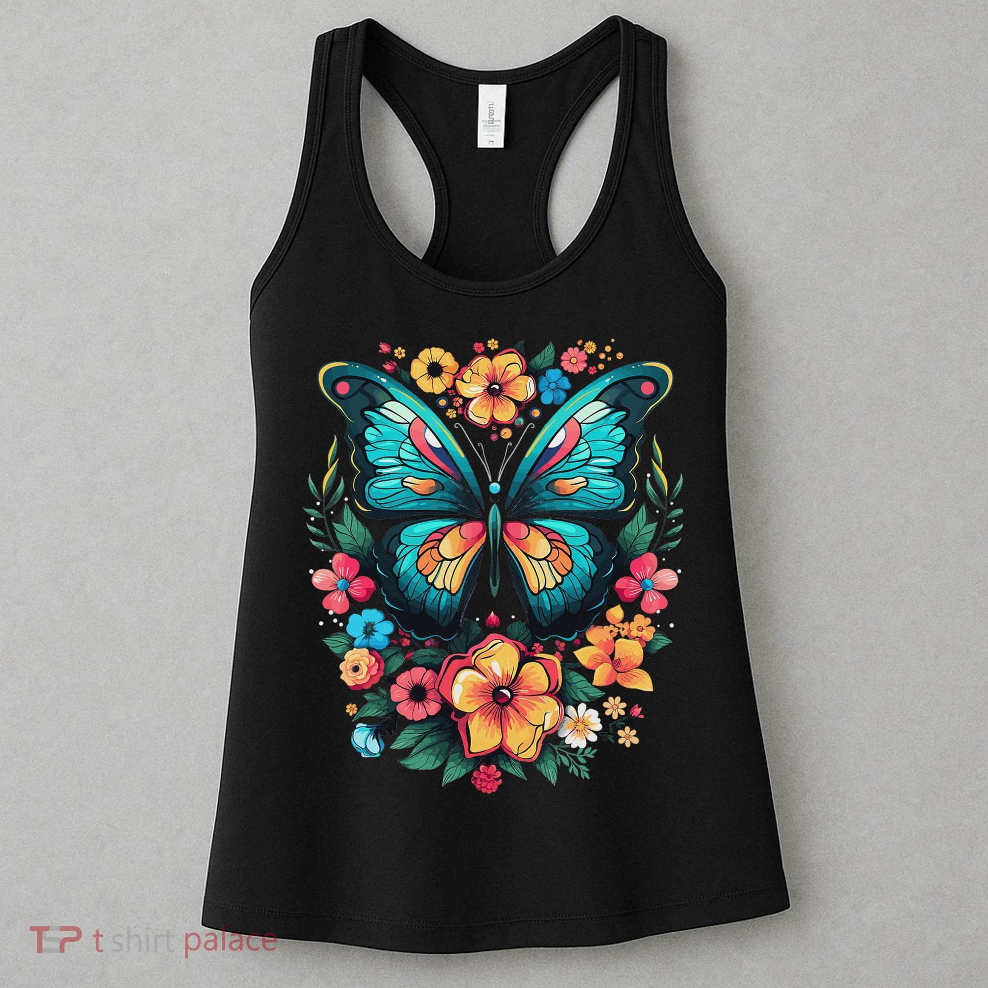 Butterfly With Flowers I Aesthetic Butterfly Women's Tank Top