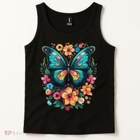 Butterfly With Flowers I Aesthetic Butterfly Tank Top thumb 2