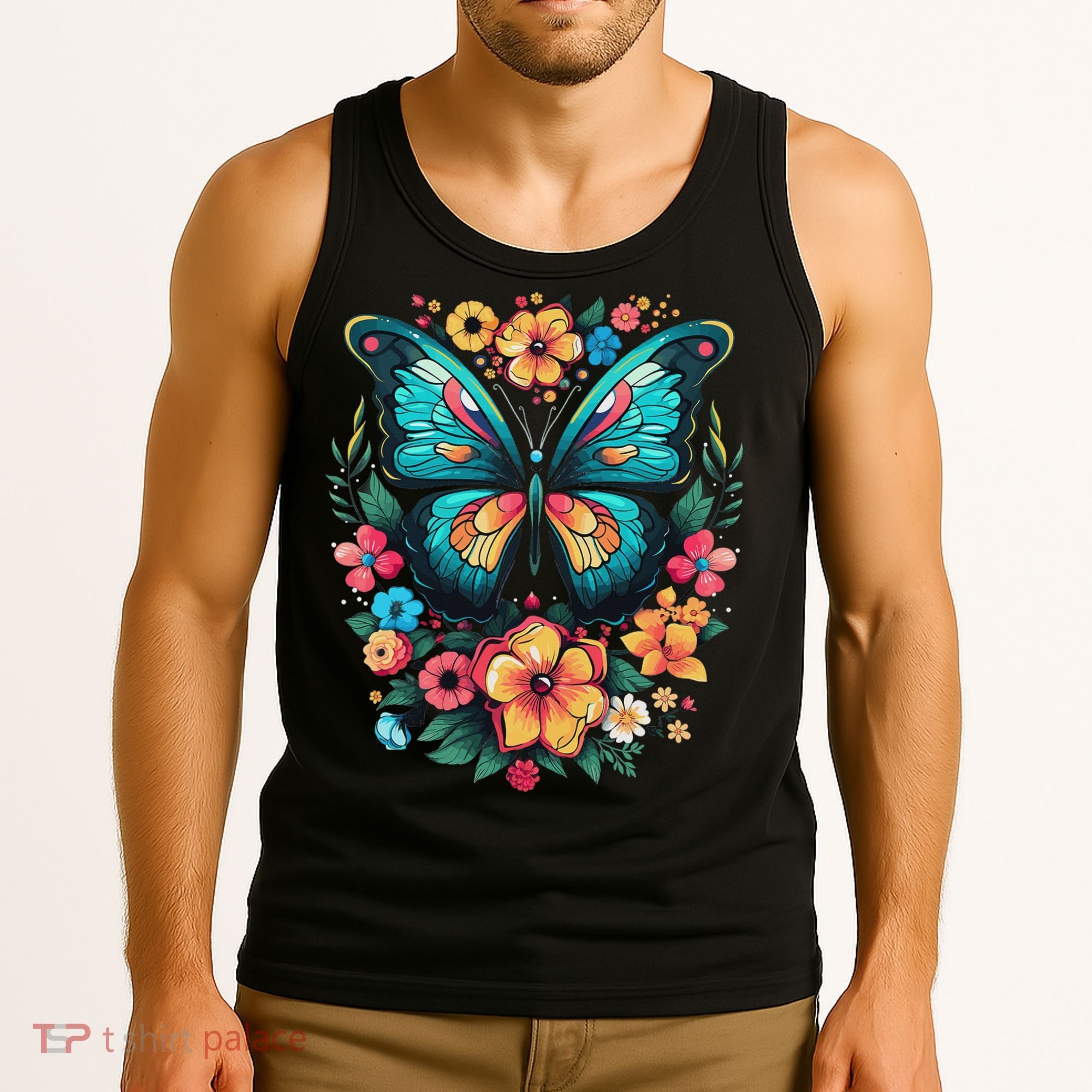 Butterfly With Flowers I Aesthetic Butterfly Tank Top