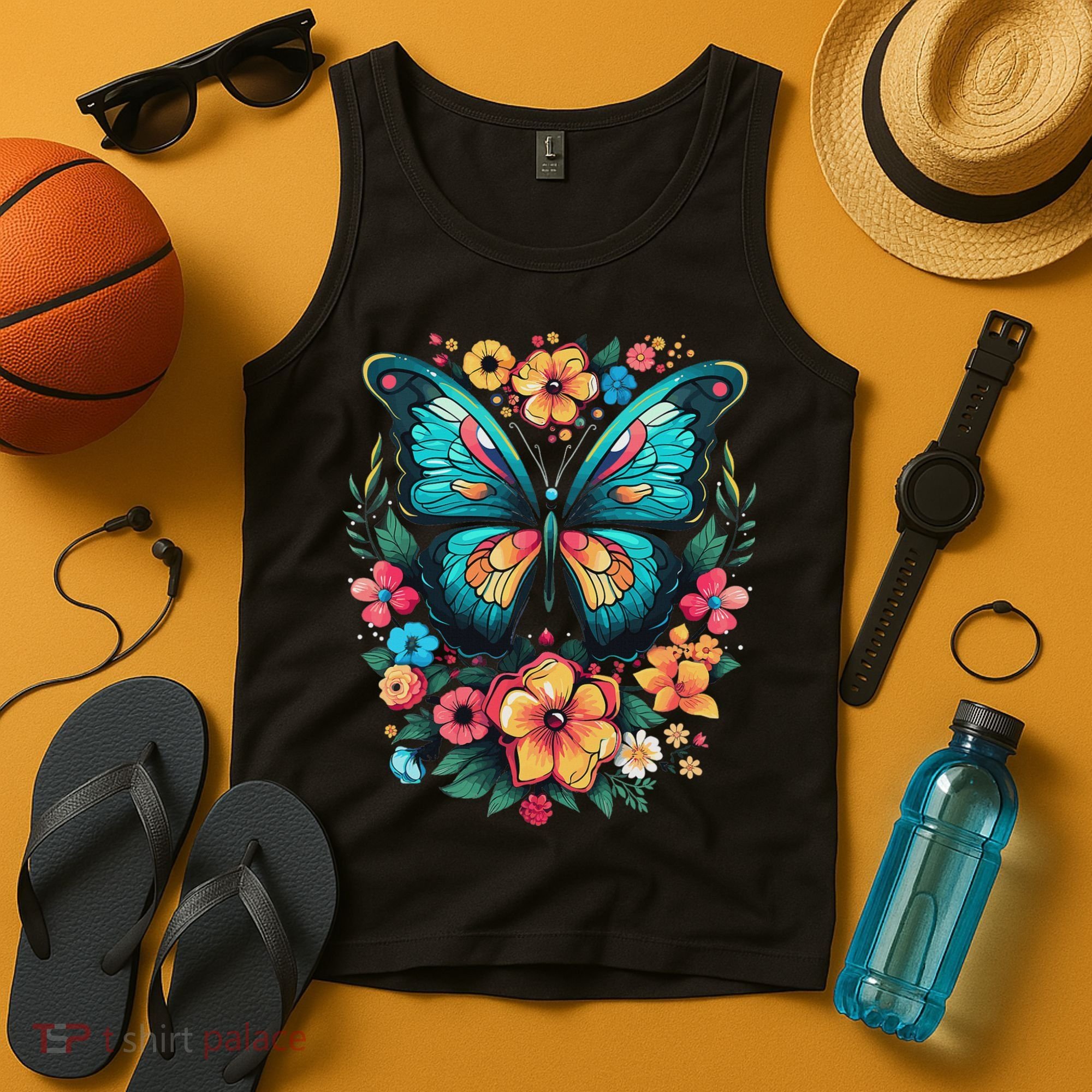 Butterfly With Flowers I Aesthetic Butterfly Tank Top