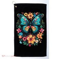 Butterfly With Flowers I Aesthetic Butterfly Golf Towel thumb 0