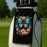 Butterfly With Flowers I Aesthetic Butterfly Golf Towel thumb 2