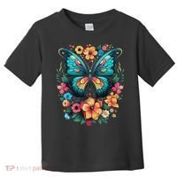 Butterfly With Flowers I Aesthetic Butterfly Toddler T-Shirt thumb 0