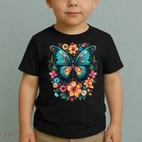Butterfly With Flowers I Aesthetic Butterfly Toddler T-Shirt thumb 2