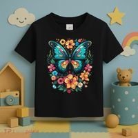 Butterfly With Flowers I Aesthetic Butterfly Toddler T-Shirt thumb 3