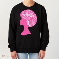 Black Woman Fighter Support Breast Cancer Women's Sweatshirt thumb 0