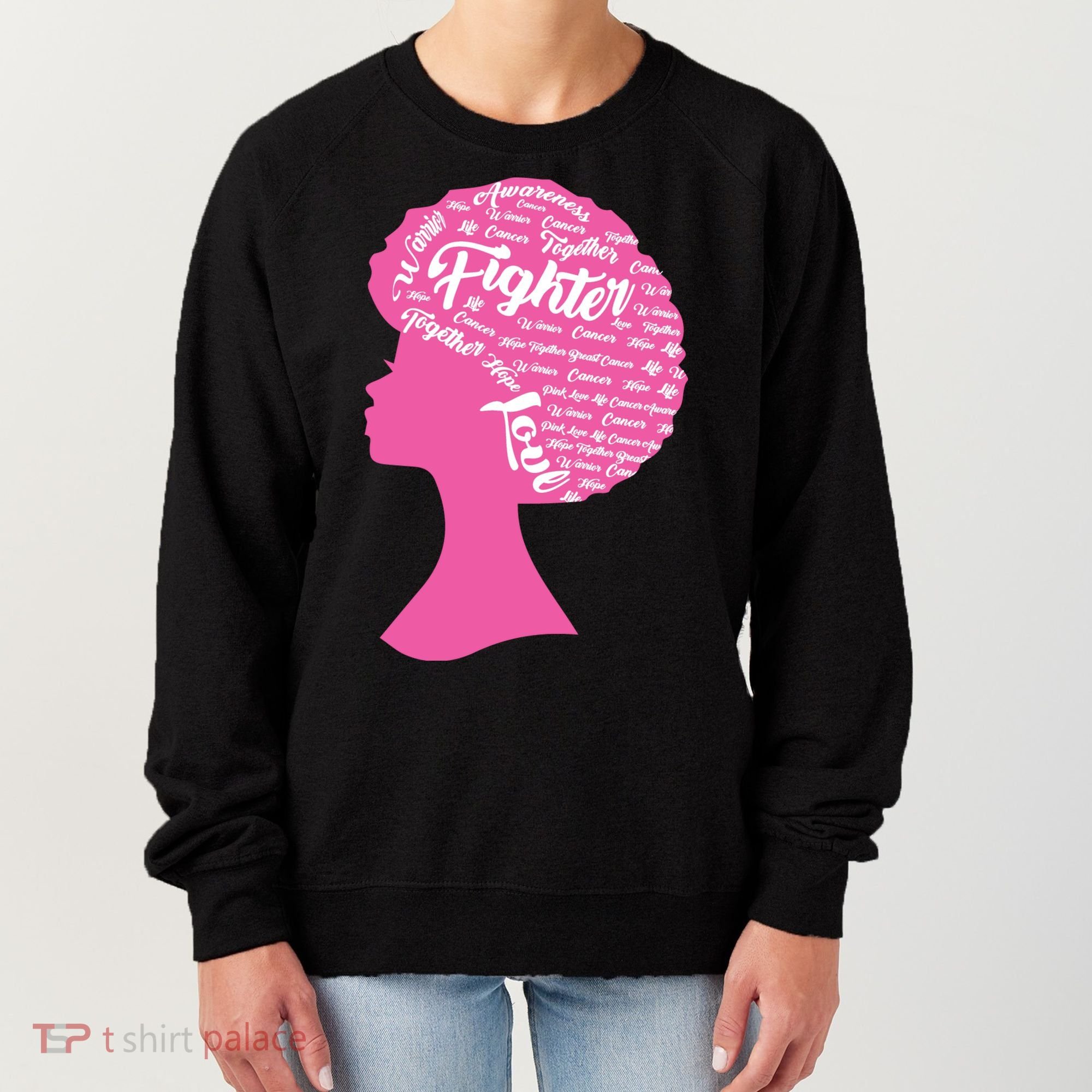 Black Woman Fighter Support Breast Cancer Women's Sweatshirt