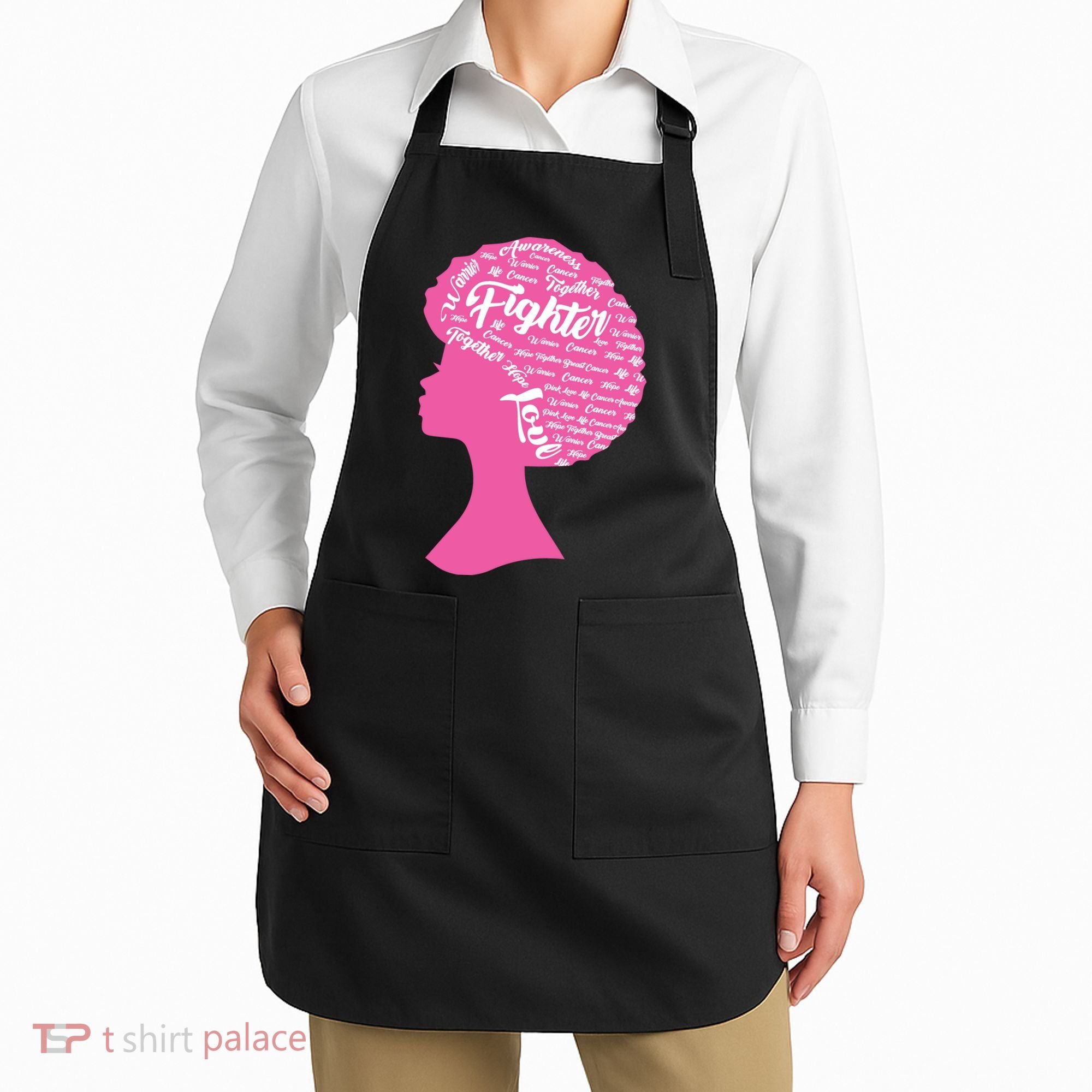 Black Woman Fighter Support Breast Cancer Apron