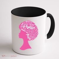 Black Woman Fighter Support Breast Cancer Coffee Mug thumb 1