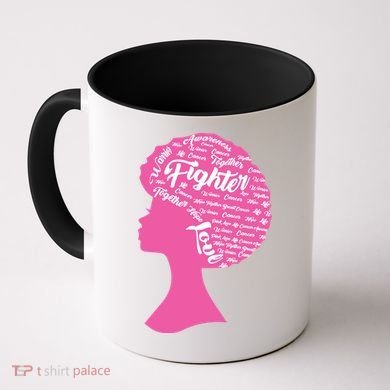Black Woman Fighter Support Breast Cancer Coffee Mug