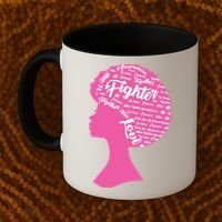 Black Woman Fighter Support Breast Cancer Coffee Mug thumb 2