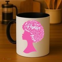 Black Woman Fighter Support Breast Cancer Coffee Mug thumb 4