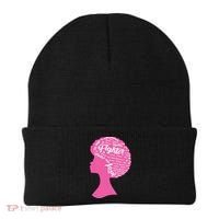 Black Woman Fighter Support Breast Cancer Beanie thumb 0
