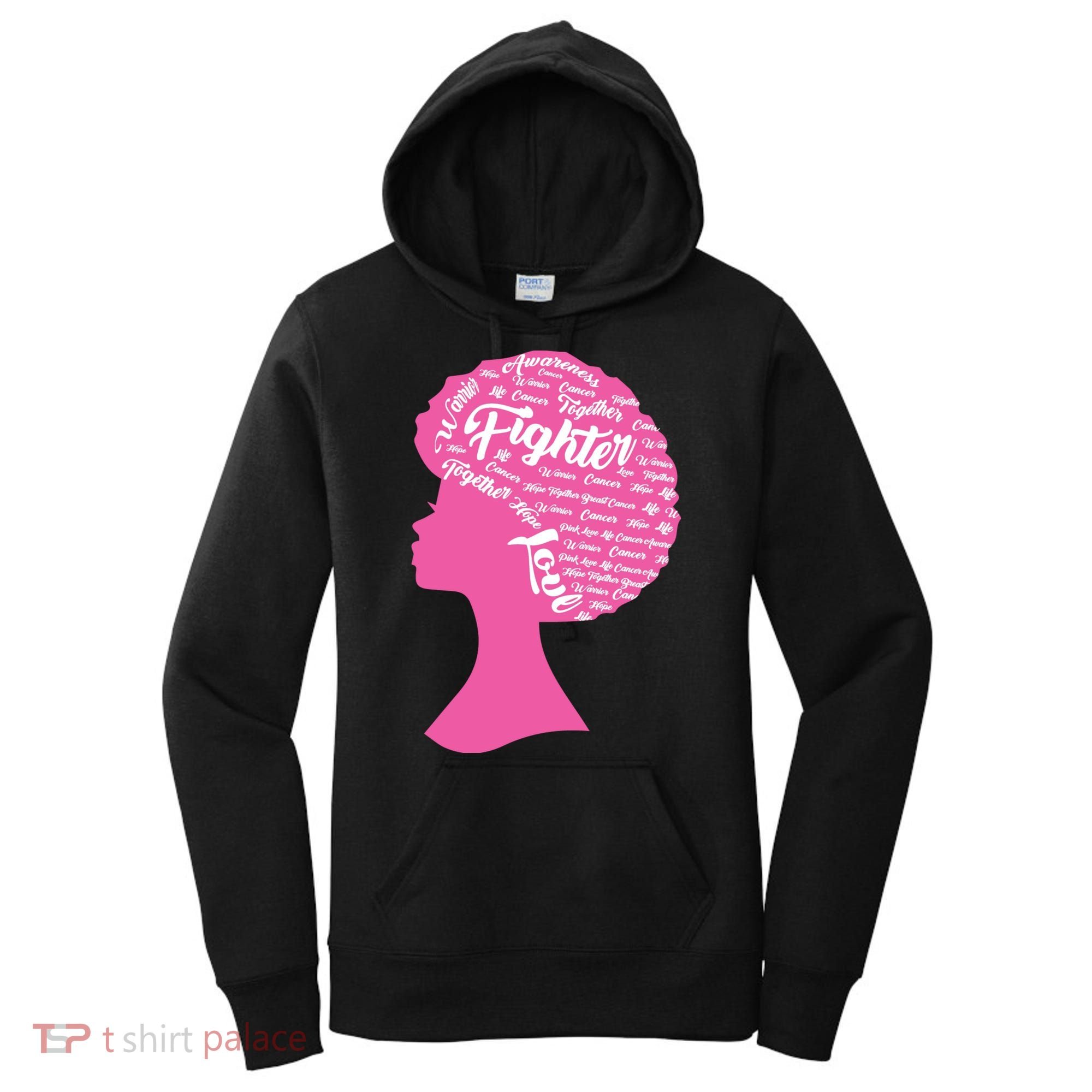 Black Woman Fighter Support Breast Cancer Women's Hoodie