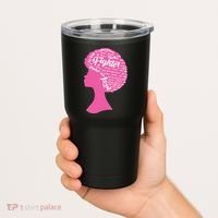 Black Woman Fighter Support Breast Cancer Tumbler thumb 2