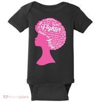 Black Woman Fighter Support Breast Cancer Baby Bodysuit thumb 0