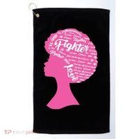 Black Woman Fighter Support Breast Cancer Golf Towel thumb 0