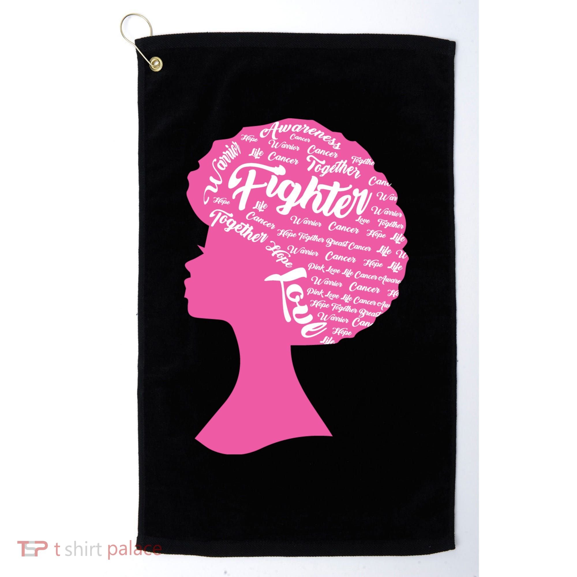Black Woman Fighter Support Breast Cancer Golf Towel