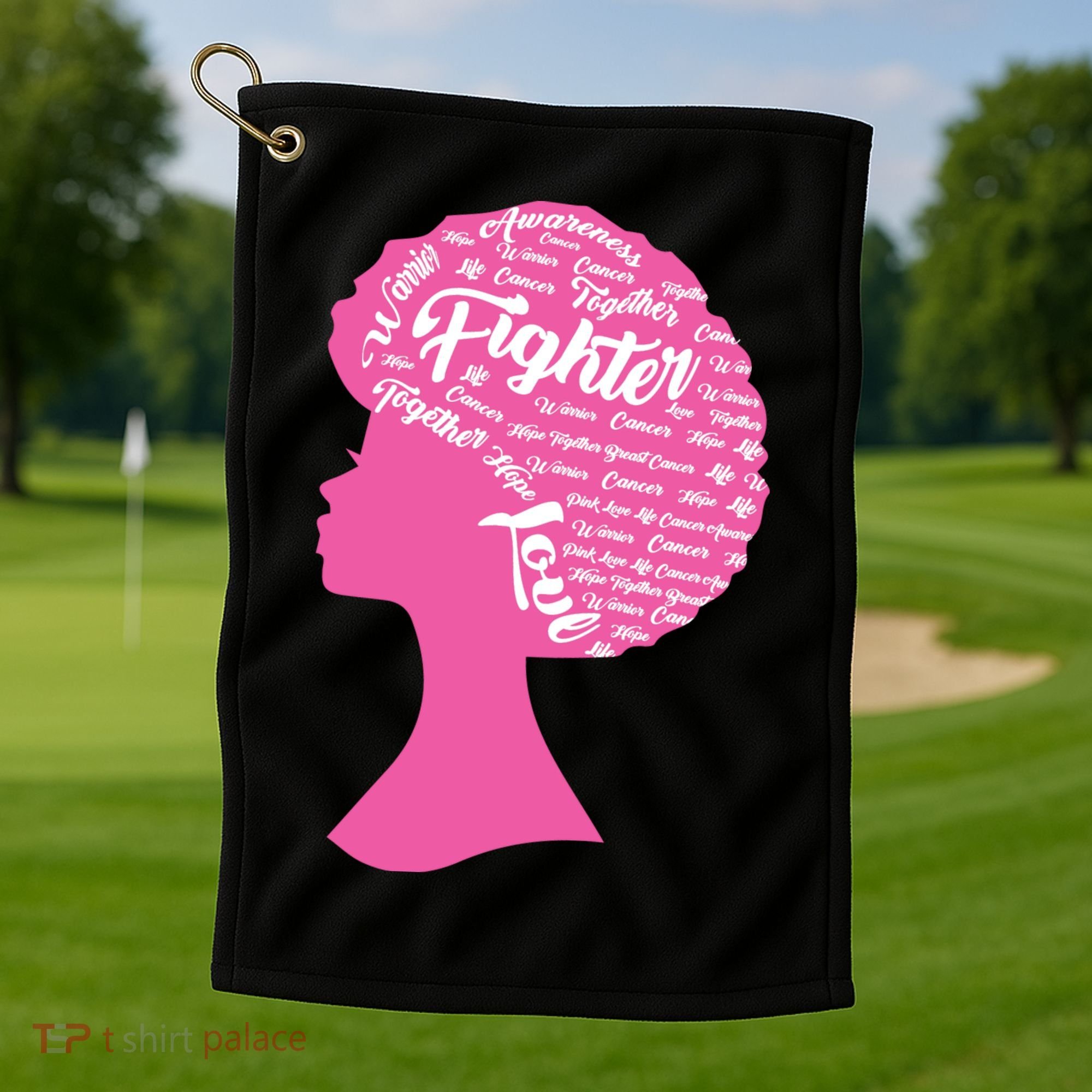 Black Woman Fighter Support Breast Cancer Golf Towel