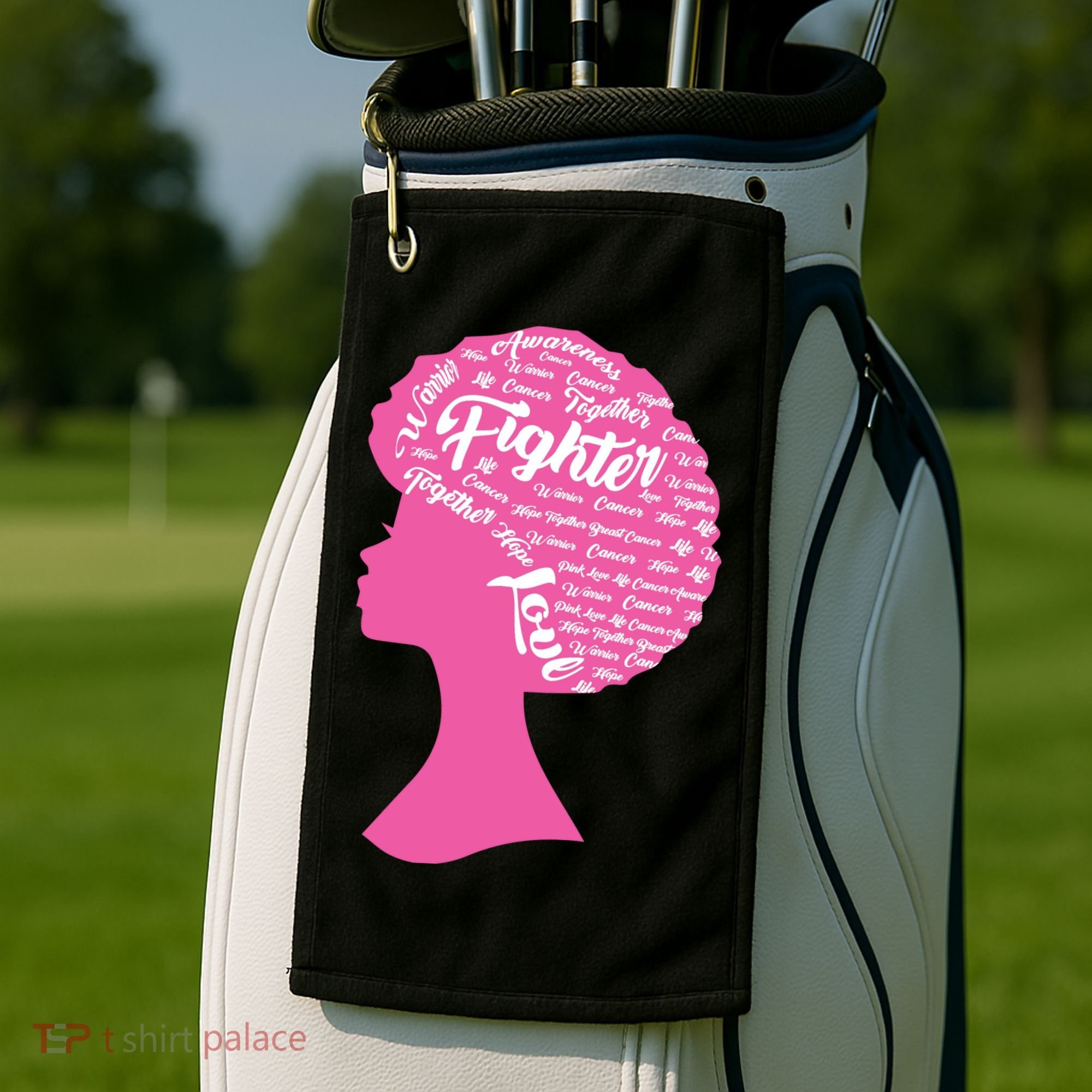 Black Woman Fighter Support Breast Cancer Golf Towel