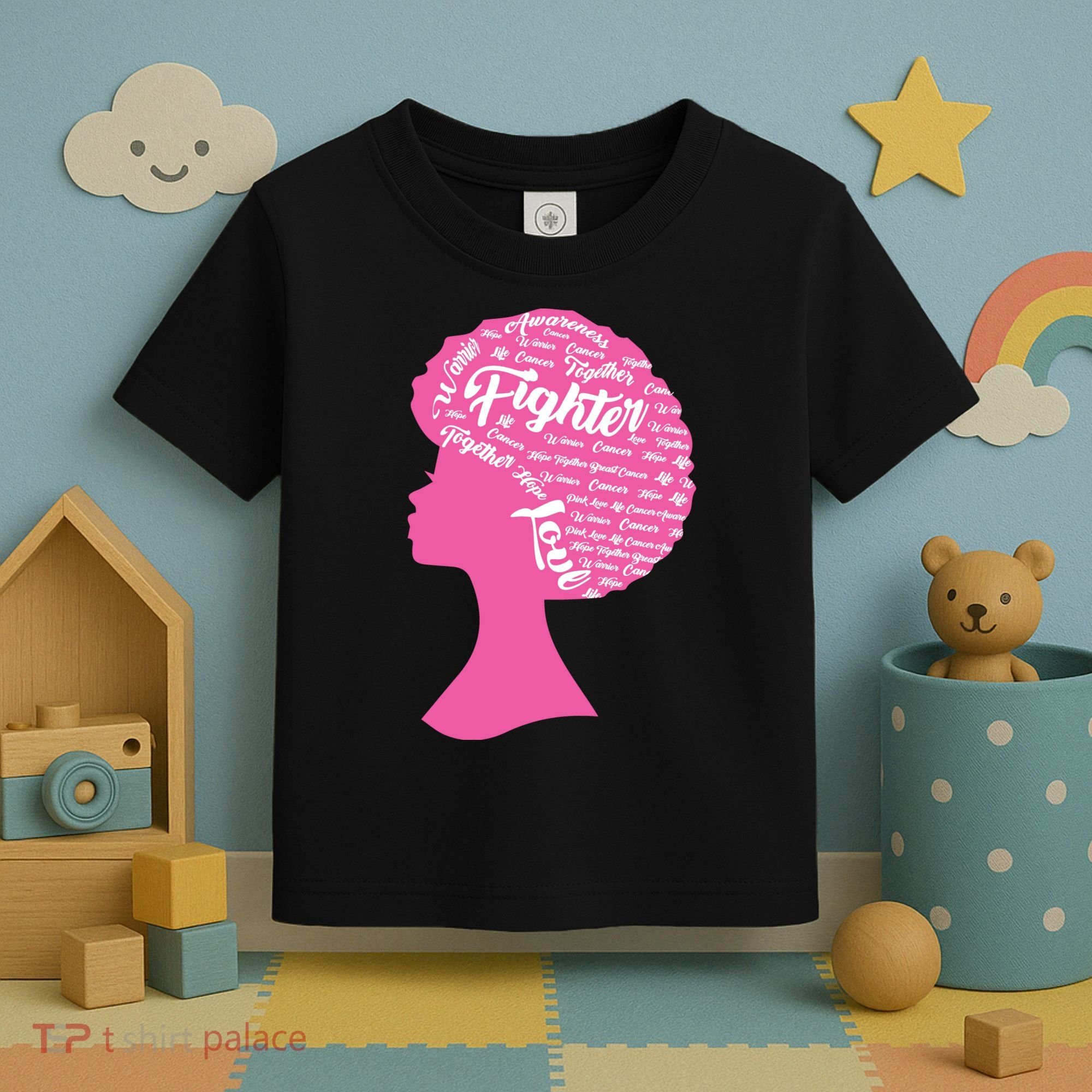 Black Woman Fighter Support Breast Cancer Toddler T-Shirt