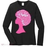 Black Woman Fighter Support Breast Cancer Women's Long Sleeve Shirt thumb 0