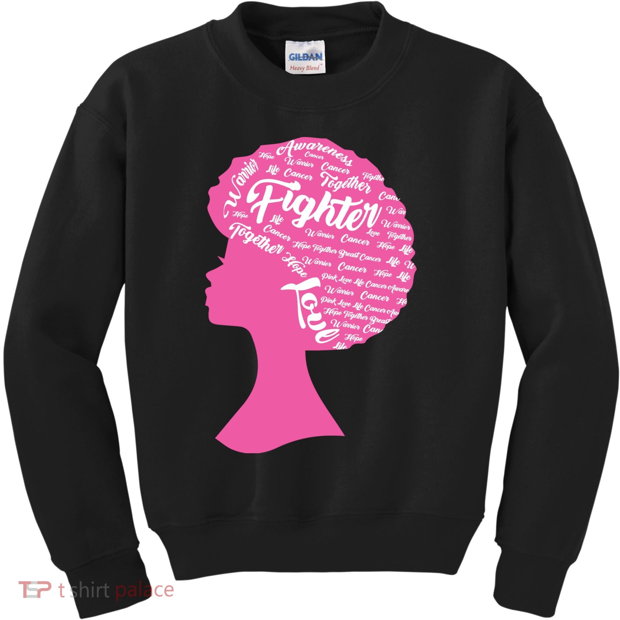 Black Woman Fighter Support Breast Cancer Kids Sweatshirt