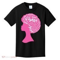 Black Woman Fighter Support Breast Cancer Kids T-Shirt thumb 0