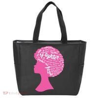 Black Woman Fighter Support Breast Cancer Tote Bag thumb 0
