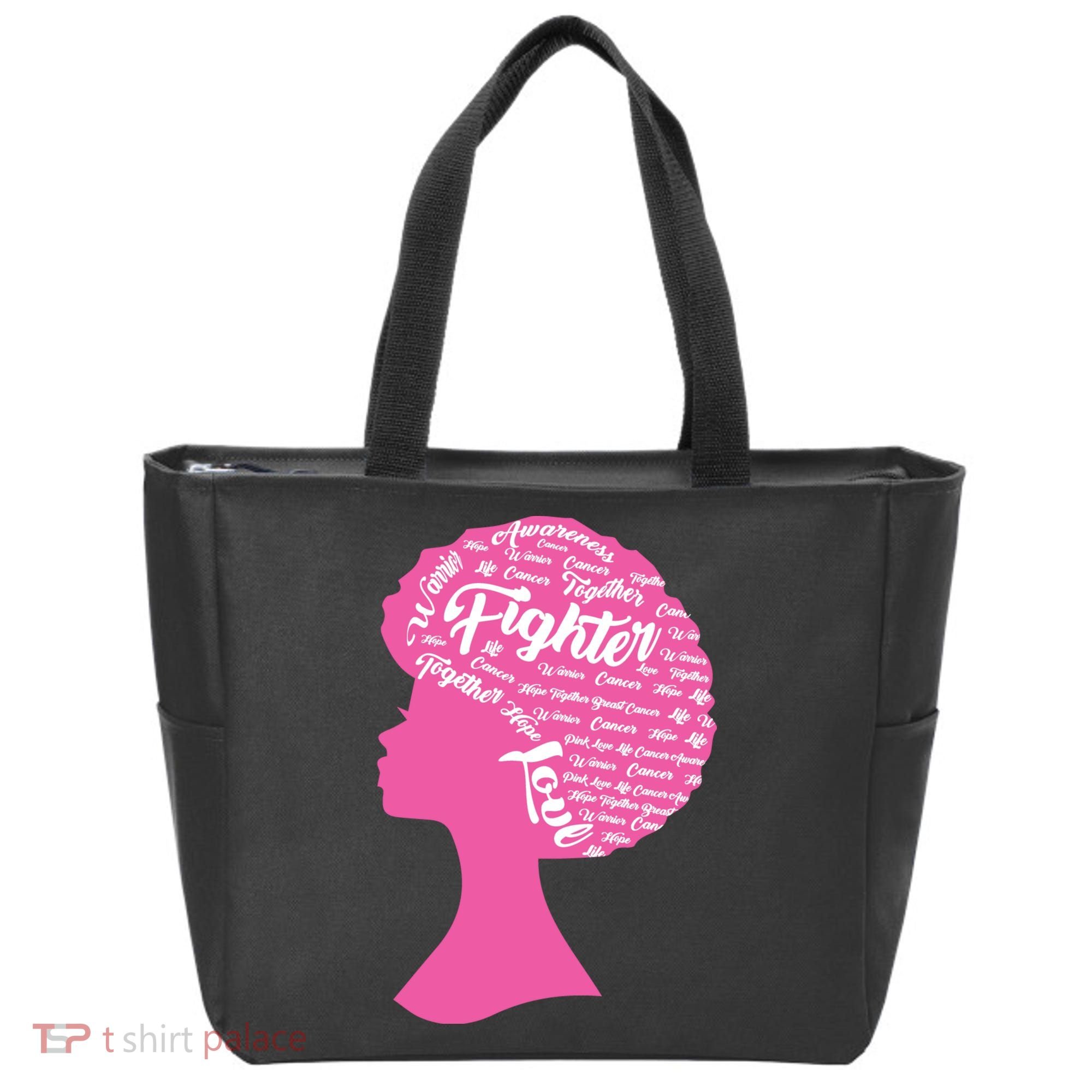 Black Woman Fighter Support Breast Cancer Tote Bag