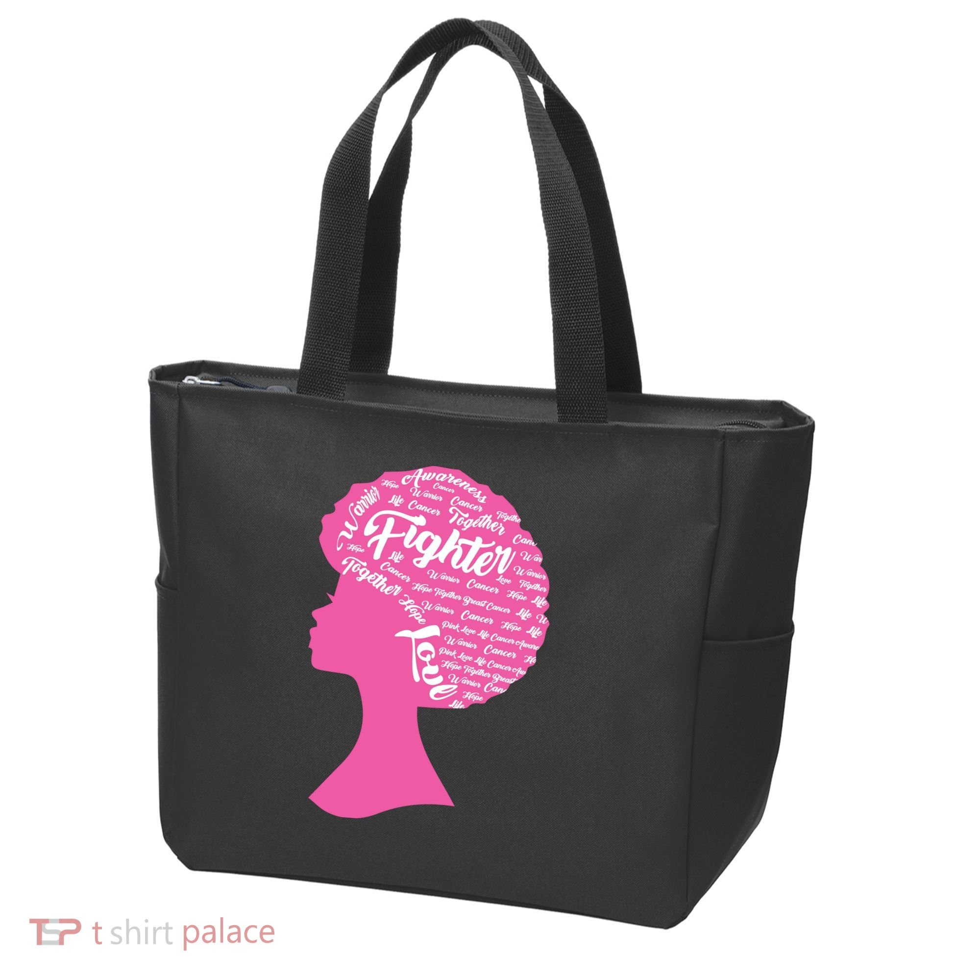 Black Woman Fighter Support Breast Cancer Tote Bag