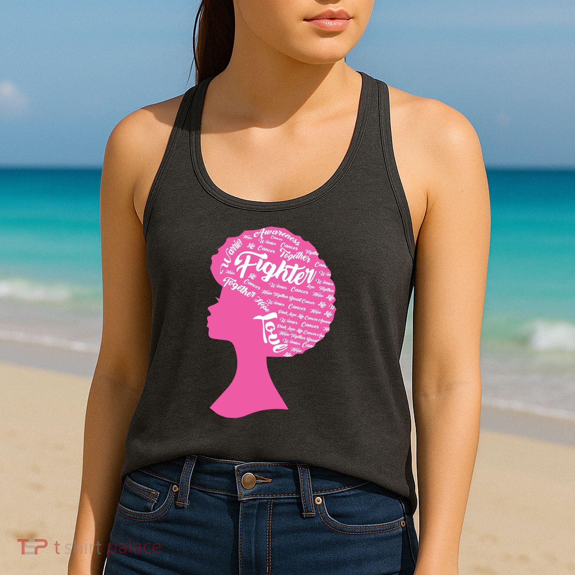 Black Woman Fighter Support Breast Cancer Women's Tank Top