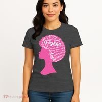 Black Woman Fighter Support Breast Cancer Women's T-Shirt thumb 4