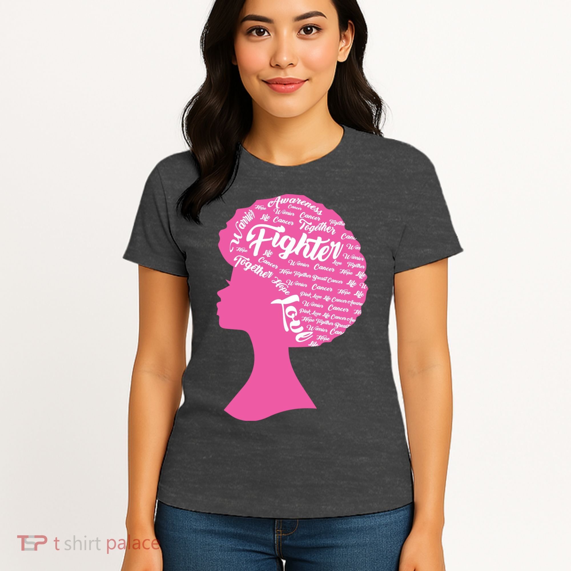 Black Woman Fighter Support Breast Cancer Women's T-Shirt